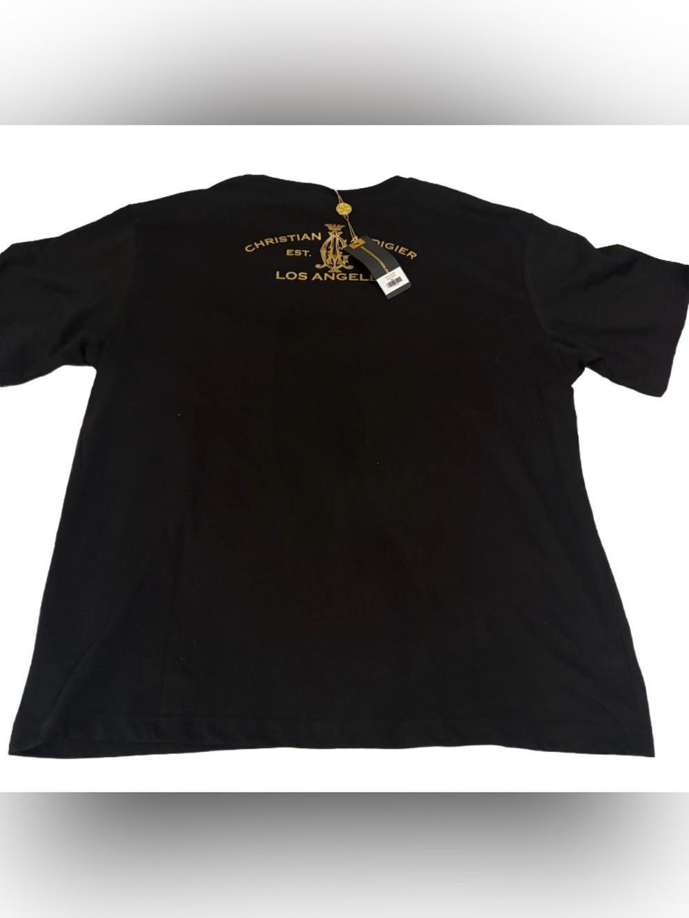 Christian Audigier Black Tee with Gold Skull and Red Roses⭐️NWT⭐️ - Picture 7 of 8